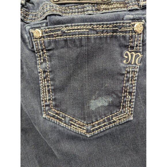 Miss Me Jeans Womens 28 Dark Wash Mid Rise Skinny Embellished Contrast Stitching - Picture 10 of 16